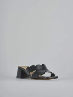 Ciabatte tacco 5cm pelle nero