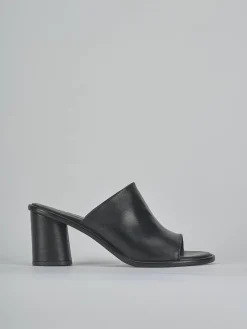 Ciabatte tacco 6cm pelle nero