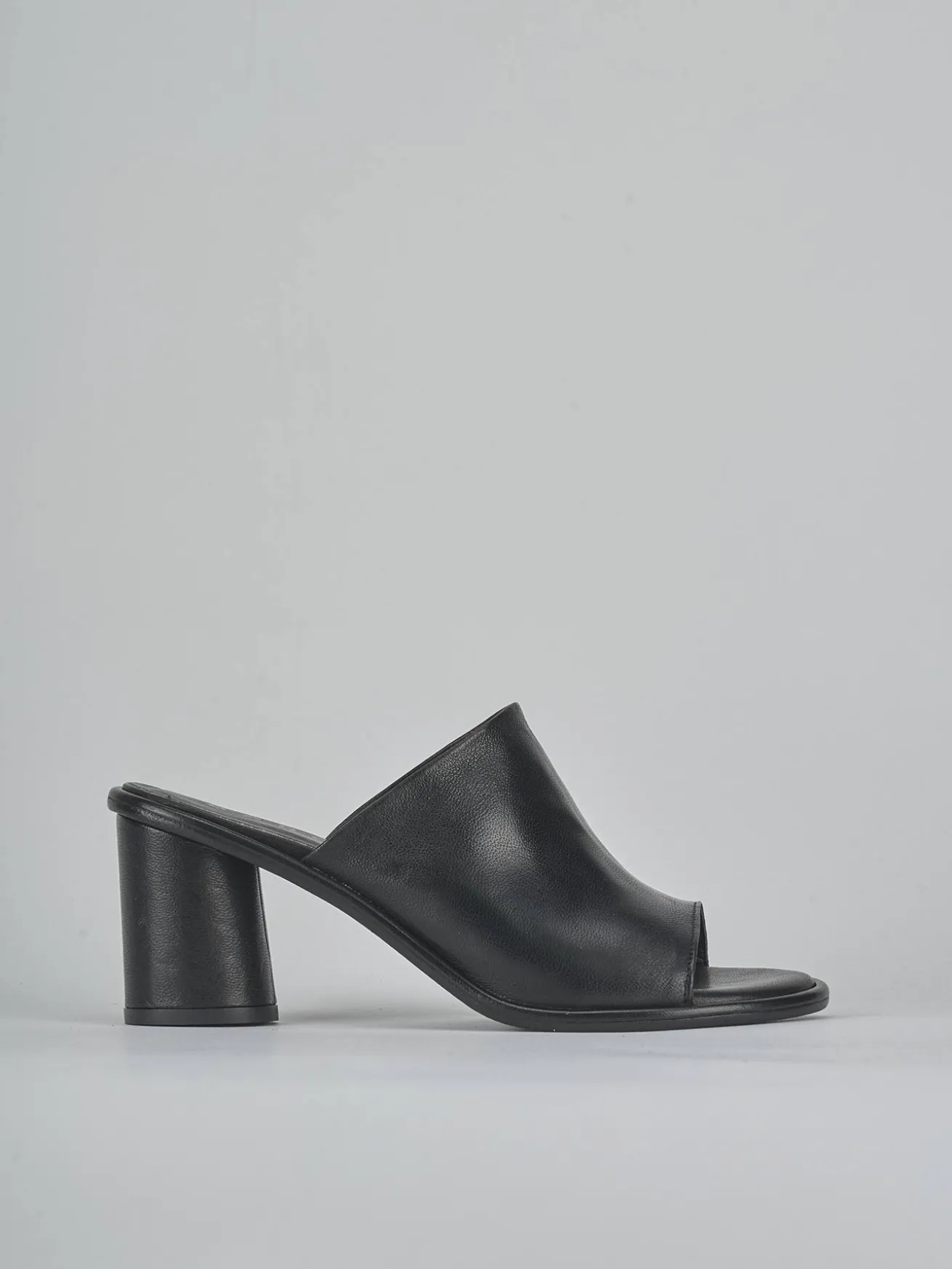 Ciabatte tacco 6cm pelle nero