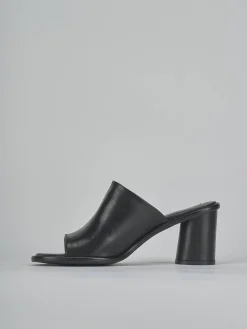 Ciabatte tacco 6cm pelle nero