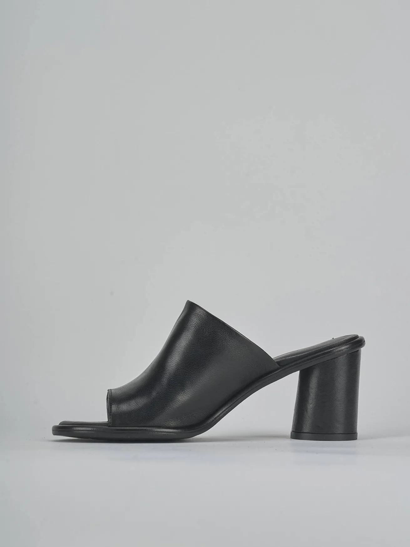 Ciabatte tacco 6cm pelle nero