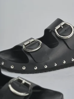 Ciabatte tacco 1cm pelle nero