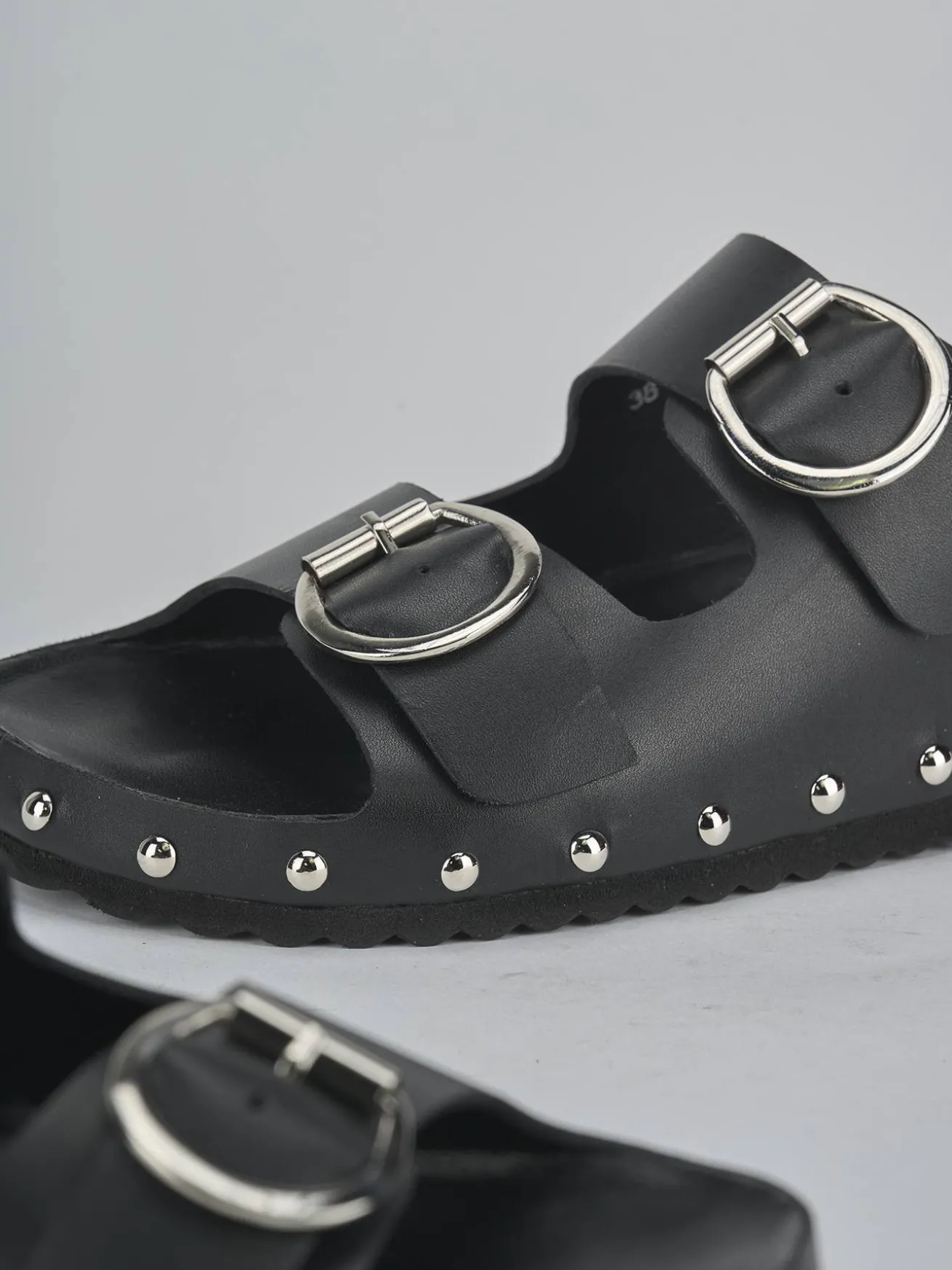 Ciabatte tacco 1cm pelle nero