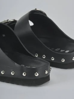 Ciabatte tacco 1cm pelle nero