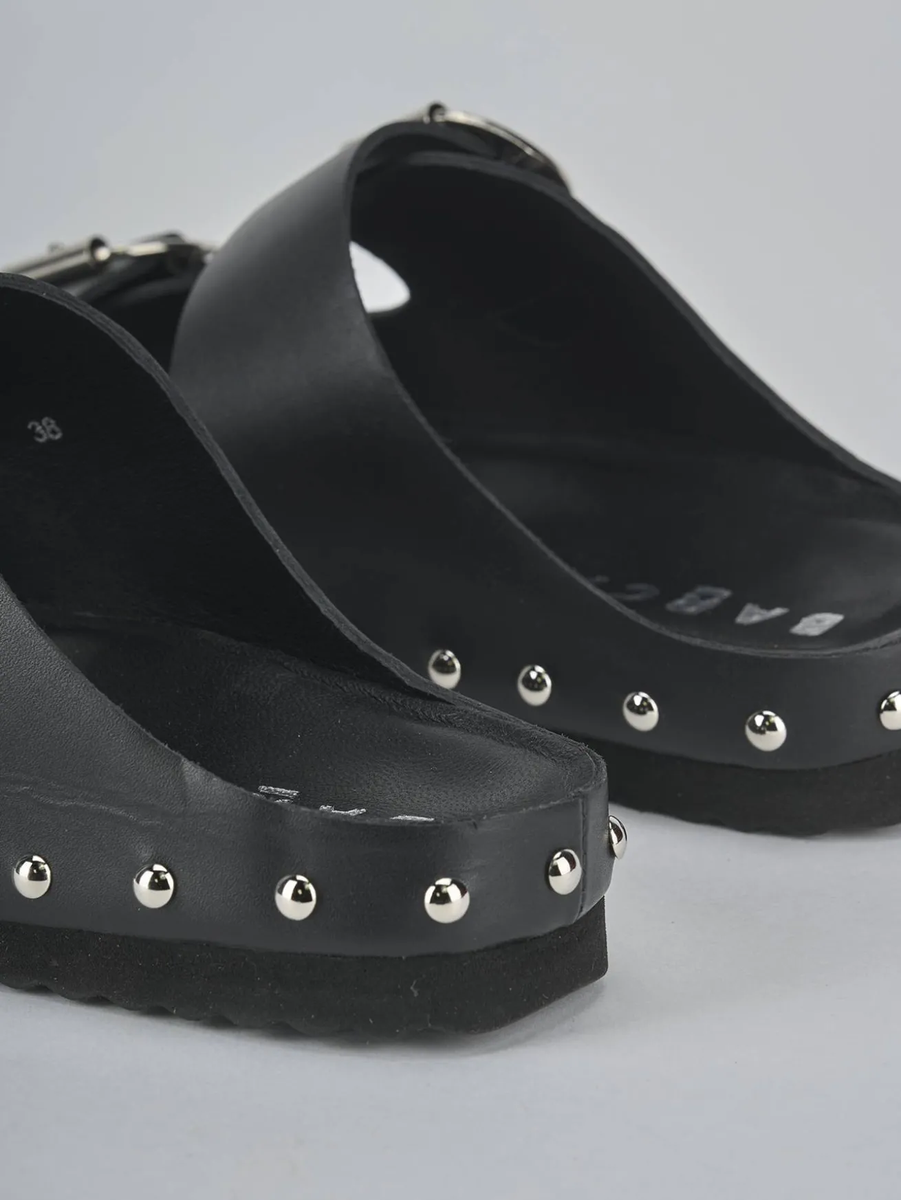 Ciabatte tacco 1cm pelle nero