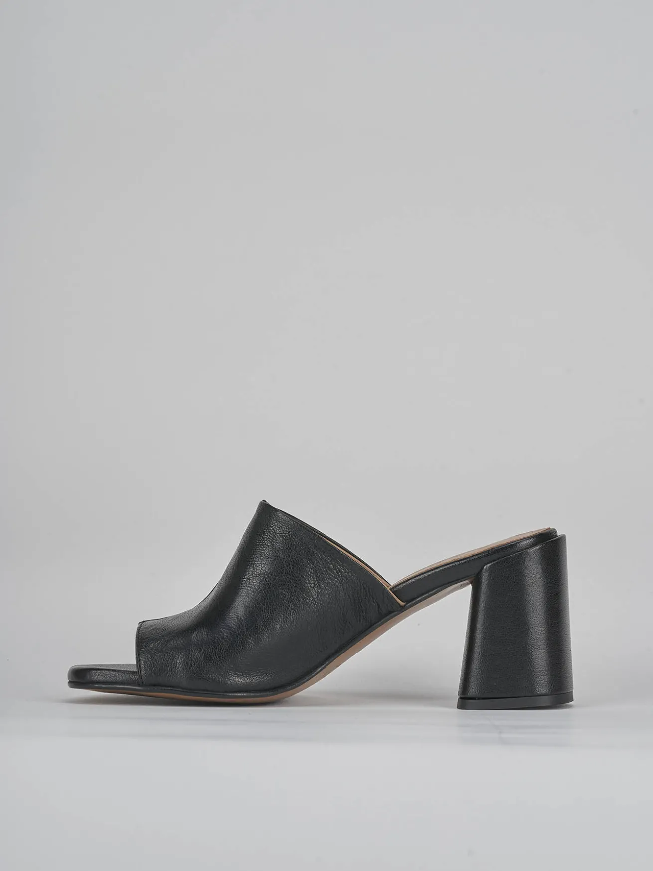 Ciabatte tacco 7cm pelle nero