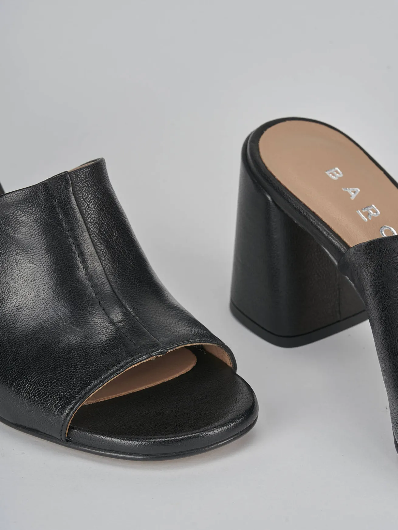 Ciabatte tacco 7cm pelle nero