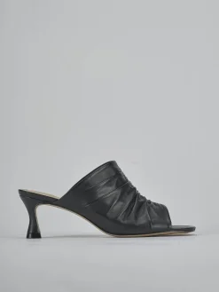 Ciabatte tacco 6cm pelle nero