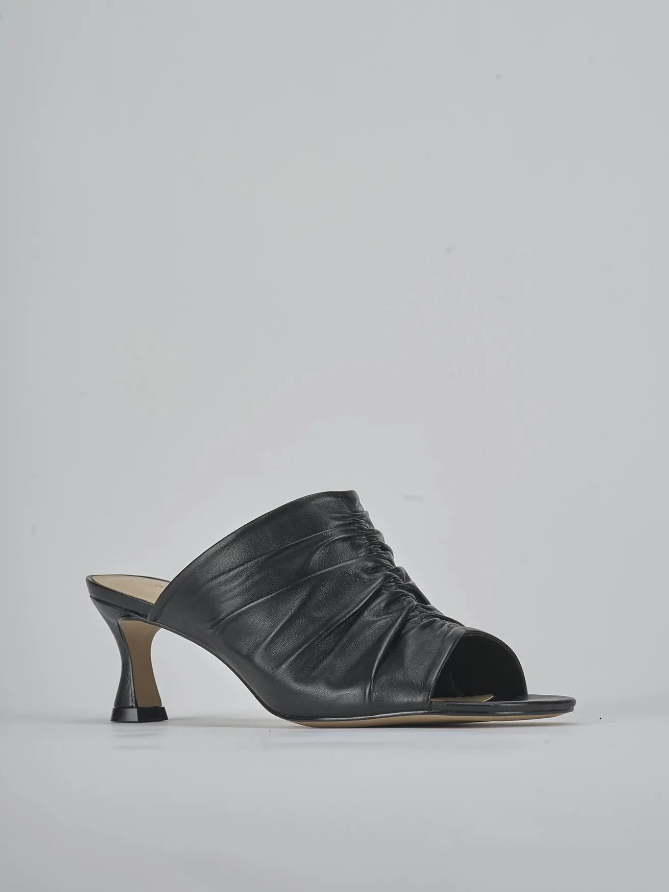 Ciabatte tacco 6cm pelle nero