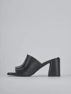 Ciabatte tacco 7cm pelle nero