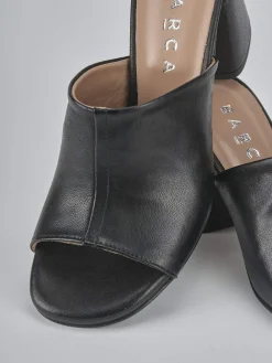 Ciabatte tacco 7cm pelle nero