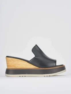 Ciabatte tacco 9cm pelle nero