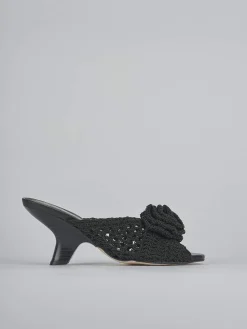 Ciabatte tacco 7cm pelle nero