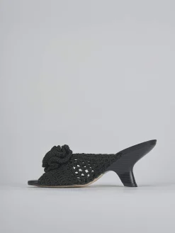 Ciabatte tacco 7cm pelle nero