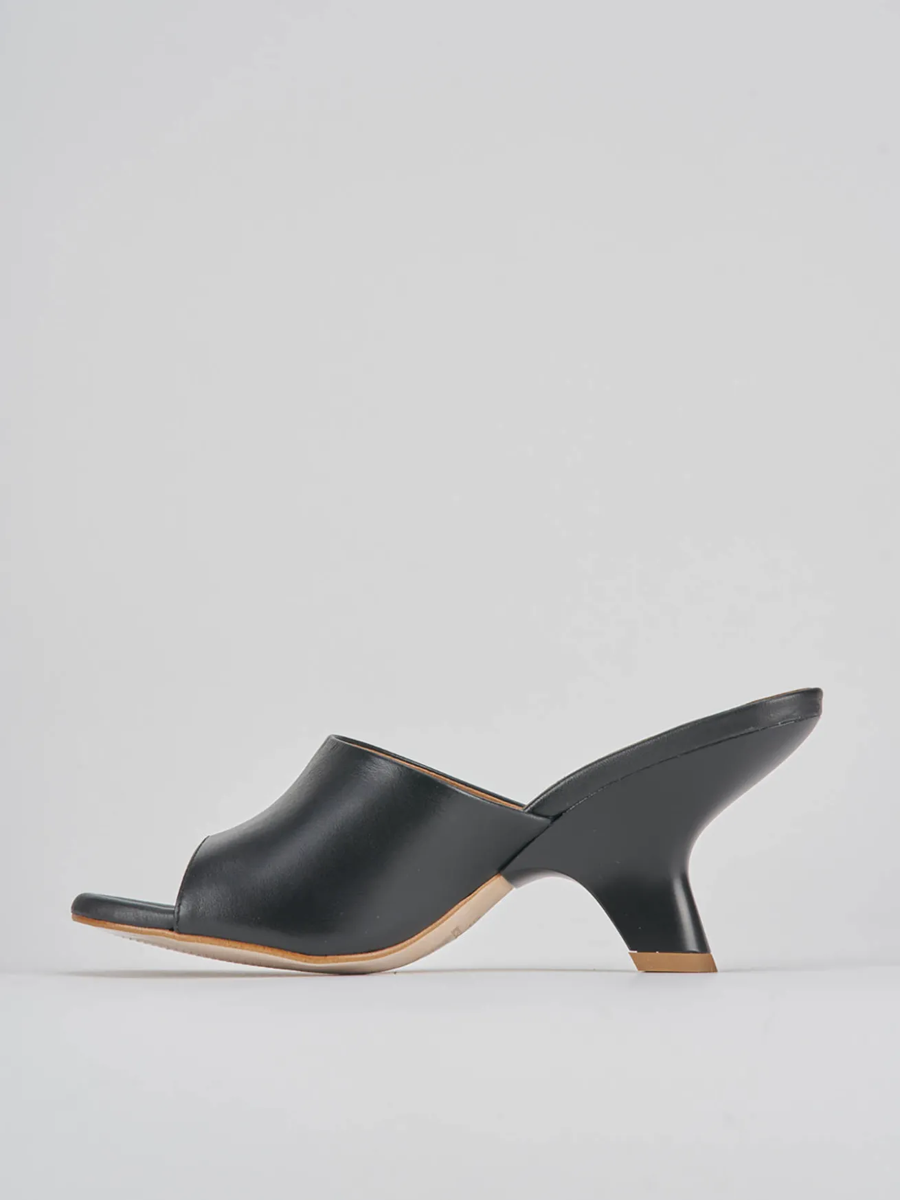 Ciabatte tacco 8cm pelle nero