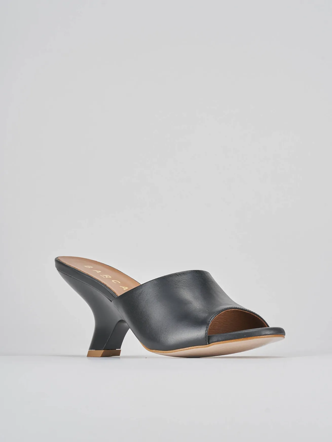 Ciabatte tacco 8cm pelle nero