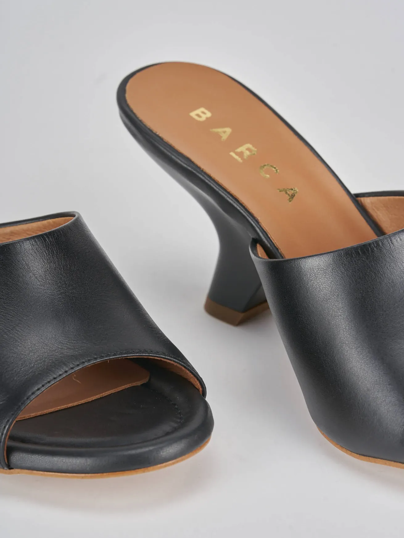 Ciabatte tacco 8cm pelle nero