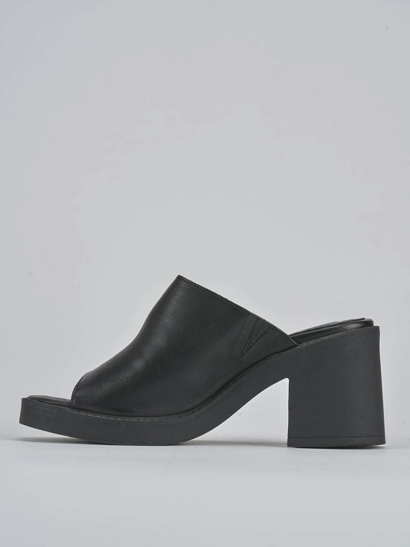 Ciabatte tacco 6cm pelle nero