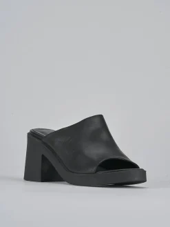 Ciabatte tacco 6cm pelle nero