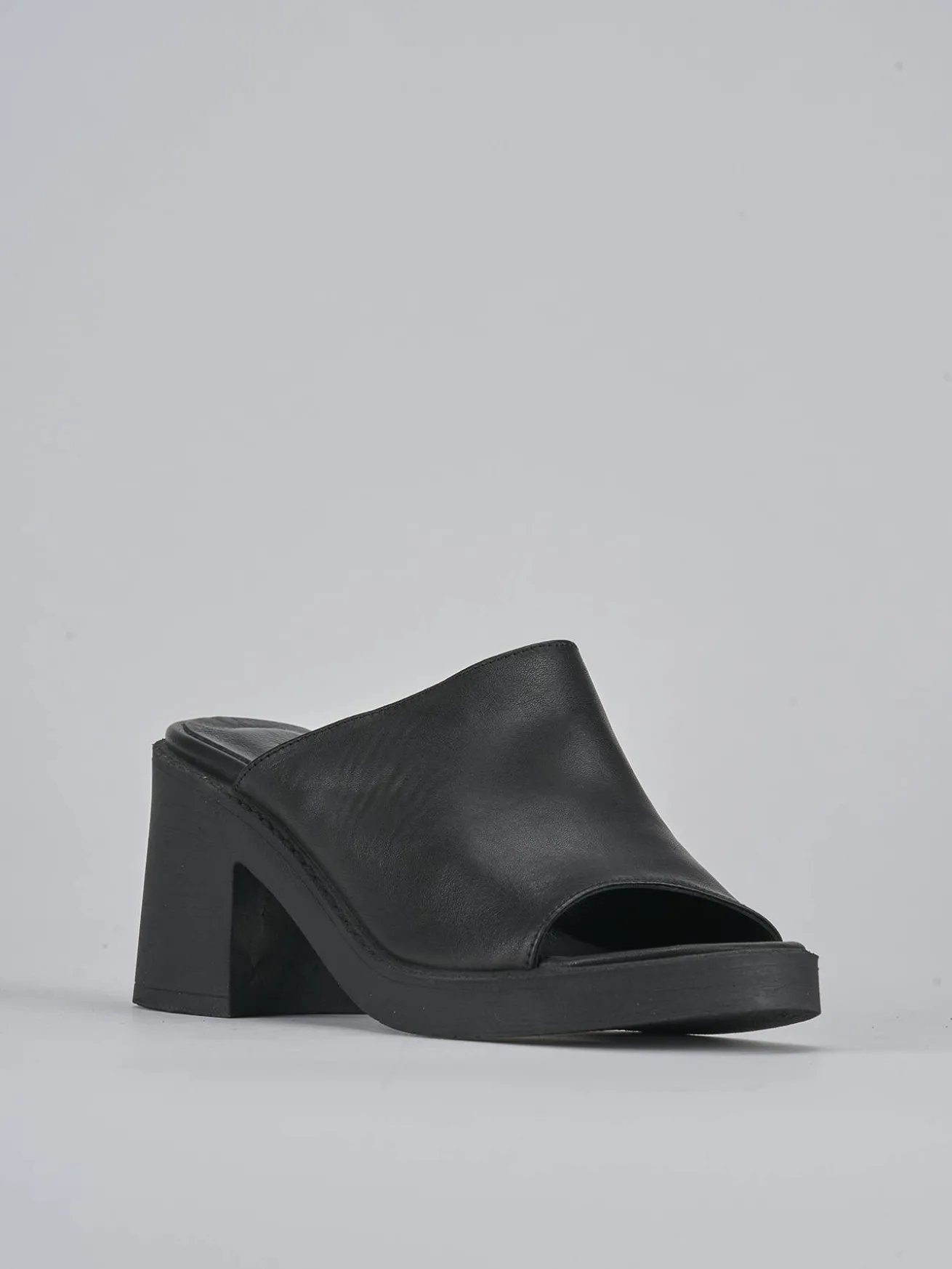 Ciabatte tacco 6cm pelle nero