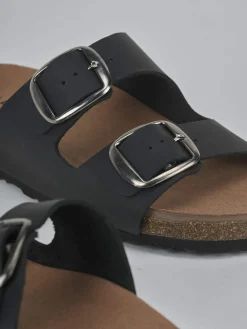 Ciabatte tacco 1cm pelle nero