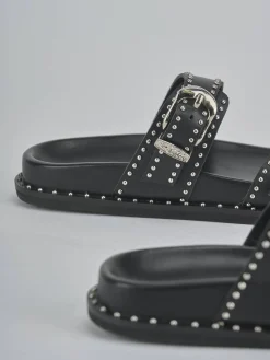 Ciabatte tacco 1cm pelle nero