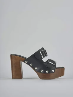 Ciabatte tacco 10cm pelle nero