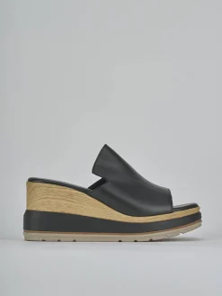 Ciabatte tacco 9cm pelle nero