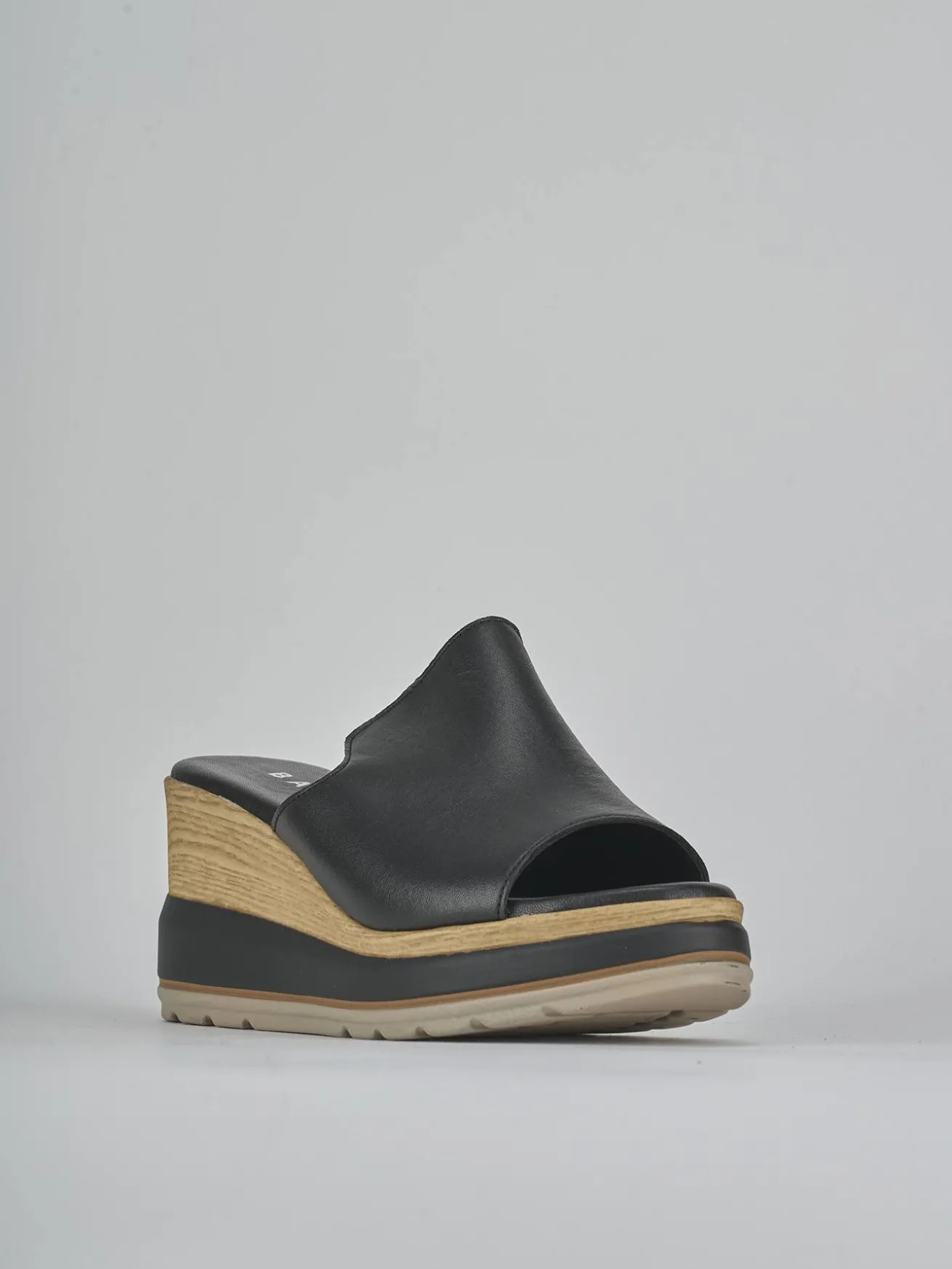 Ciabatte tacco 9cm pelle nero