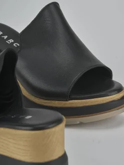 Ciabatte tacco 9cm pelle nero