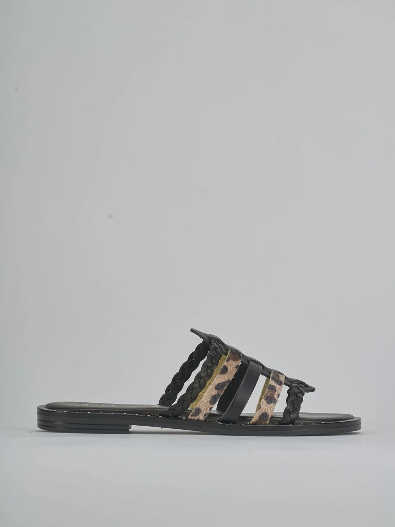 Ciabatte tacco 1cm pelle nero