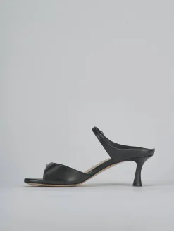 Ciabatte tacco 5cm pelle nero