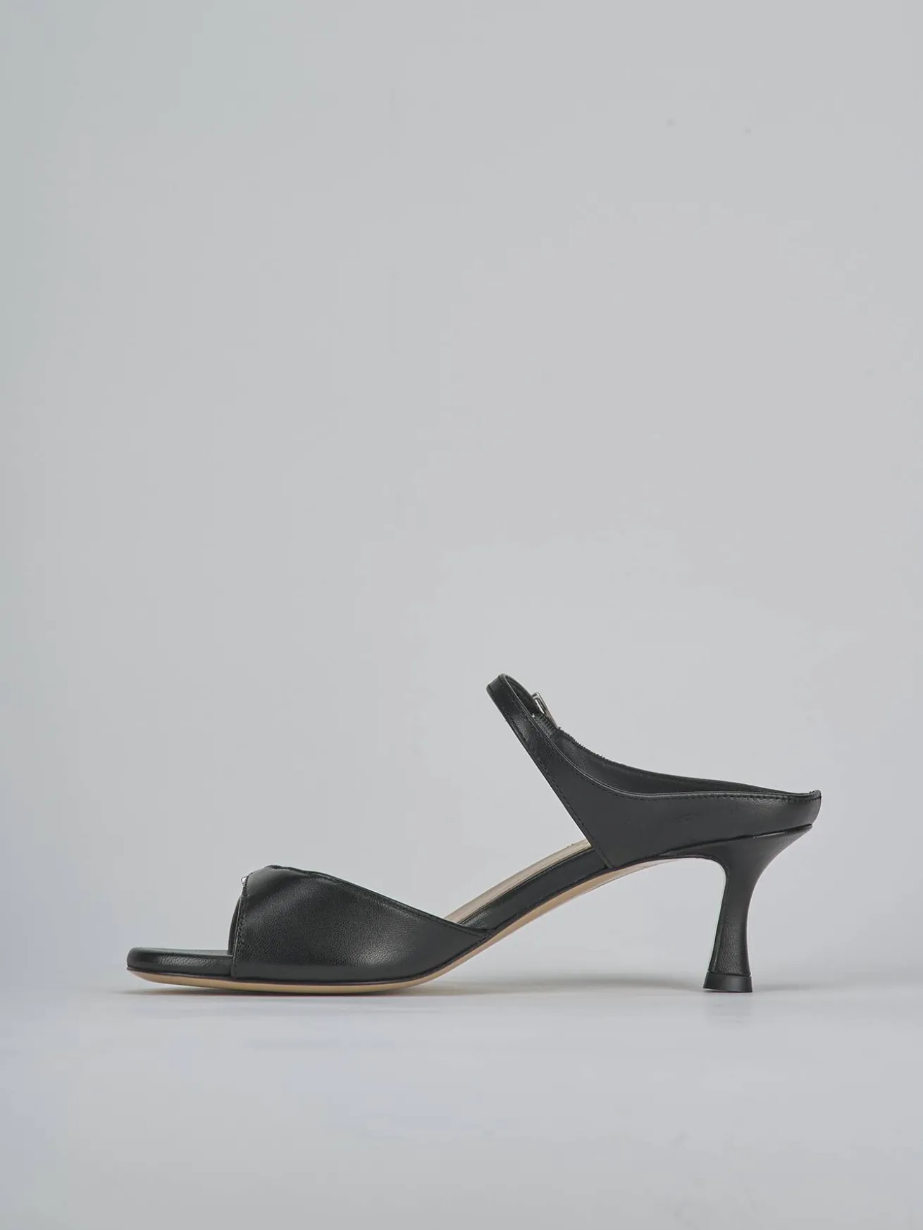 Ciabatte tacco 5cm pelle nero