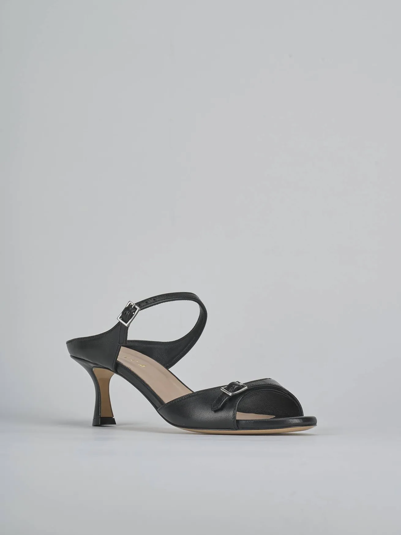 Ciabatte tacco 5cm pelle nero