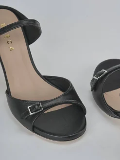 Ciabatte tacco 5cm pelle nero