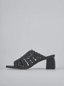 Ciabatte tacco 5cm pelle nero