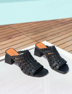 Ciabatte tacco 5cm pelle nero