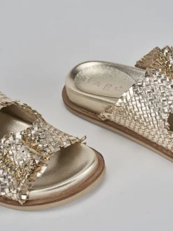 Ciabatte tacco 1cm pelle oro