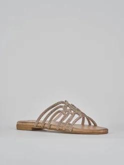 Ciabatte tacco 1cm pelle oro