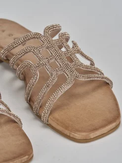 Ciabatte tacco 1cm pelle oro