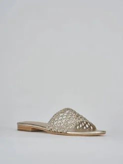 Ciabatte tacco 1cm pelle oro