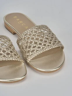 Ciabatte tacco 1cm pelle oro