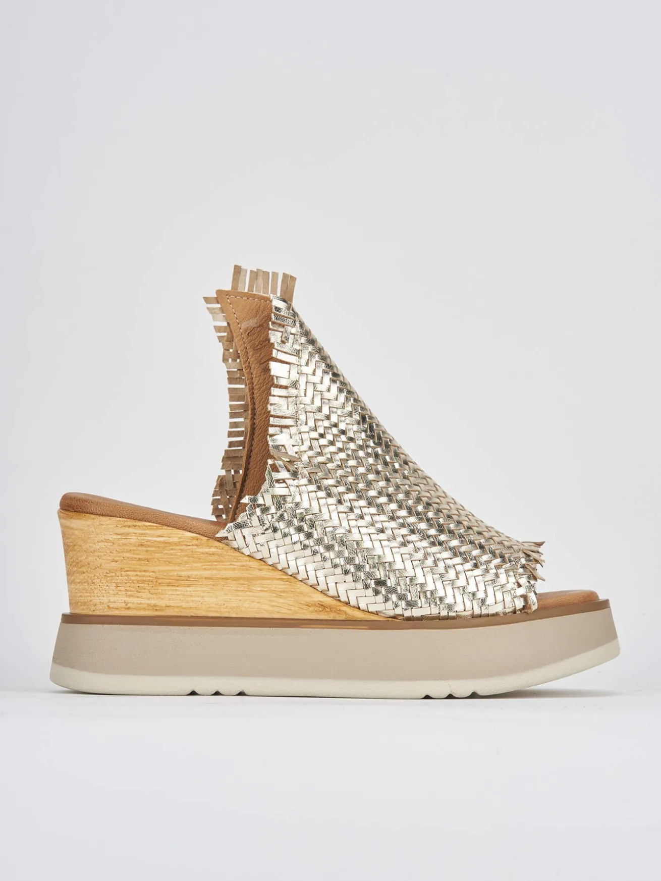 Ciabatte tacco 8cm pelle oro