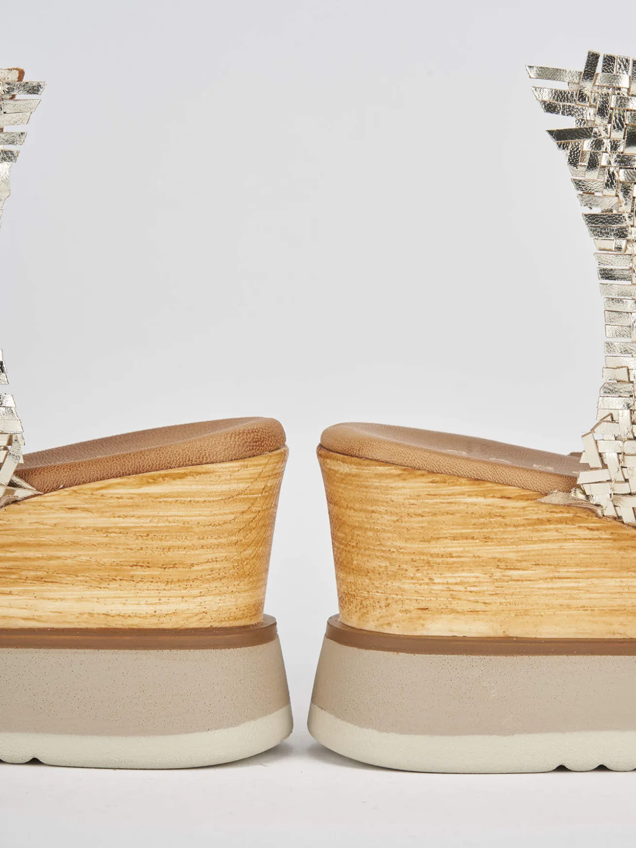 Ciabatte tacco 8cm pelle oro