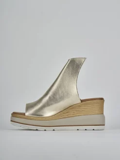 Ciabatte tacco 10cm pelle oro