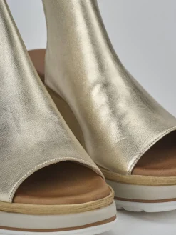 Ciabatte tacco 10cm pelle oro