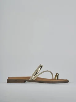 Ciabatte tacco 1cm pelle oro