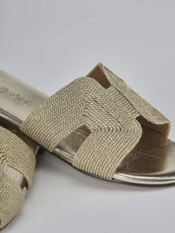 Ciabatte tacco 1cm pelle oro