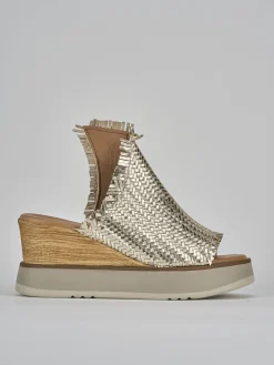 Ciabatte tacco 8cm pelle oro