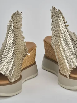 Ciabatte tacco 8cm pelle oro